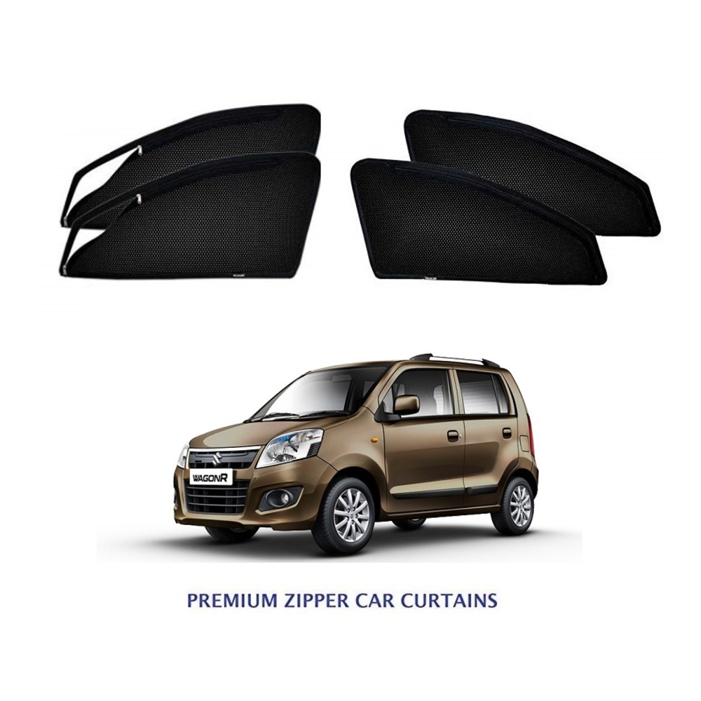 Premium Magnetic Curtain with Zipper for Wagon R   - Black